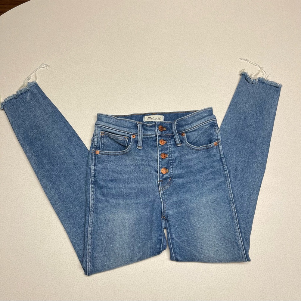 MADEWELL 10” High Rise Skinny Medium Wash Button Front Jeans-Size 26